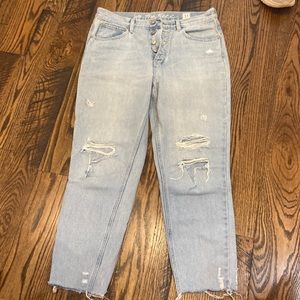 Free People button fly ripped jeans
